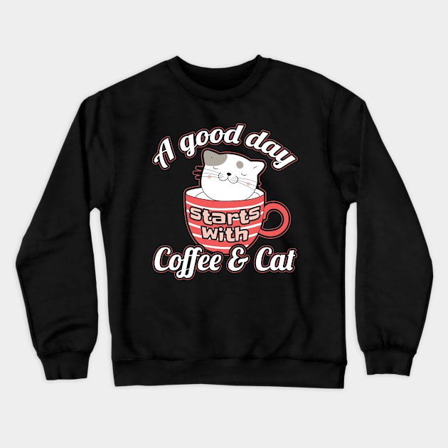 Cat and Coffee Kitty Mom Cat Lady Crewneck Sweatshirt by aneisha